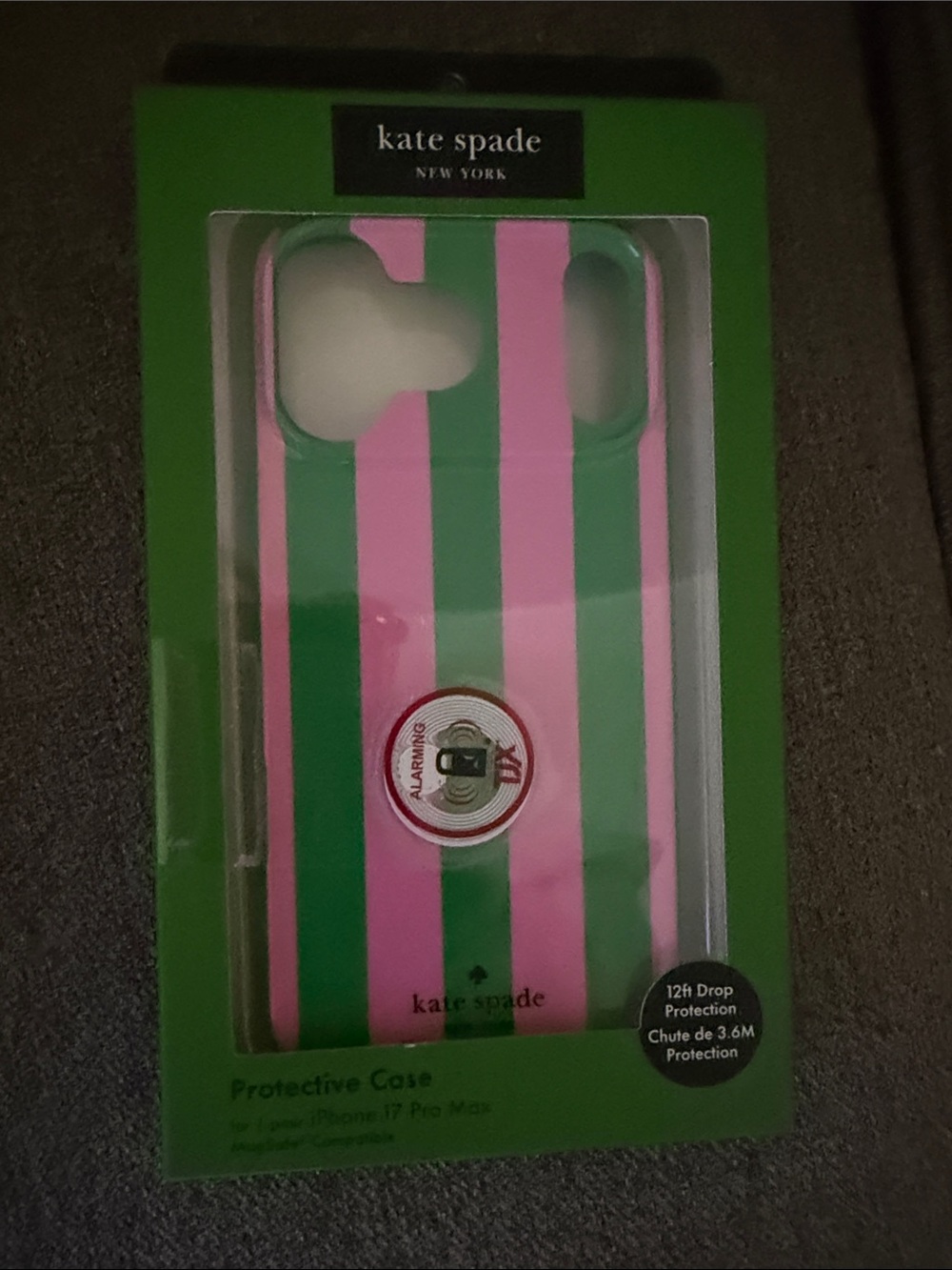 kate spade Pink and Green Vertical Stripe Phone Case iPhone 17 Pro Max